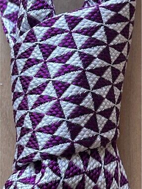 Paul Fredrick Geometric Purple and White Silk Necktie